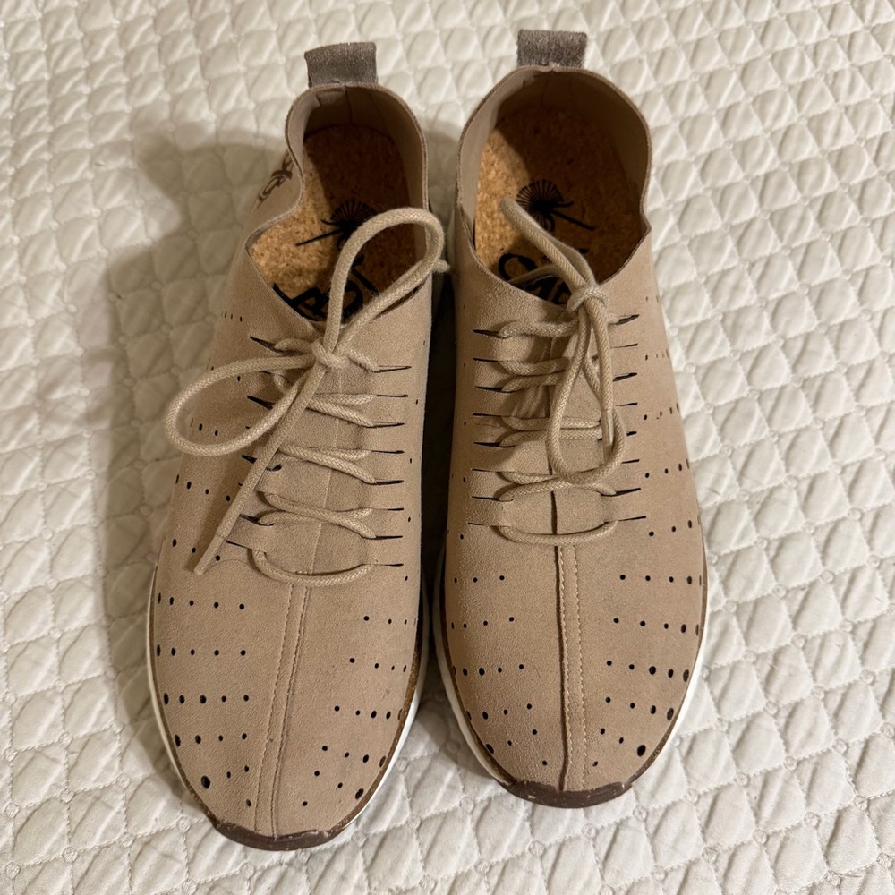 OTBT Beige Lace-Up Perforated Sneakers